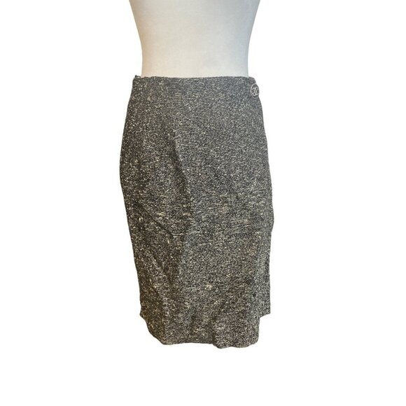 Handmade Black Wrapped Knee Length Pencil Skirt - Picture 3 of 8